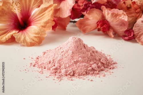 Close-up of powdered Hibiscus rosa sinensis in the front