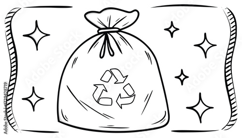 Whimsical Eco Sketch: Reusable Recycle Bag with Sparkling Stars Design