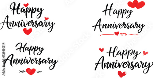 Happy Anniversary Calligraphic Inscription. Calligraphic Lettering Design Template. Creative Typography 