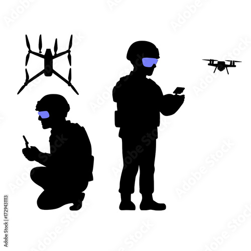 Soldier Drone Control Silhouette Vector Illustration

 
