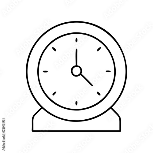 Vector art of simple line art illustration of a classic alarm clock