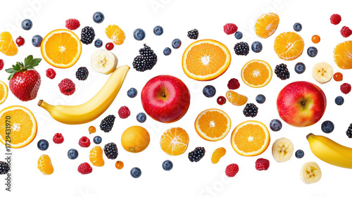 Fresh fruit medley on transparent background