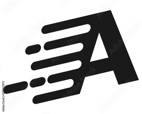 Black and white logo featuring the letter A with motion lines, representing speed and action.