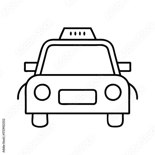 Vector art of simple line drawing of a taxi cab front view