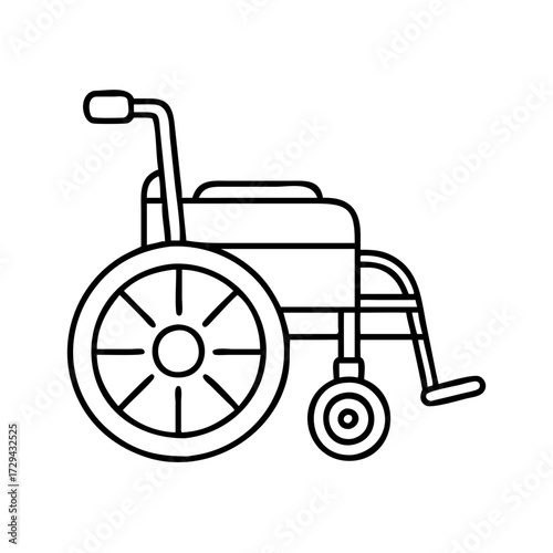 Vector art of a simple line art illustration of a wheelchair, , representing mobility and accessibility