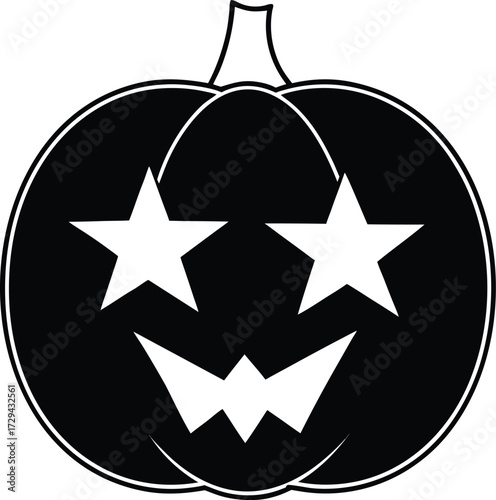 Orange Pumpkin Lantern with Cut Out Star Shapes