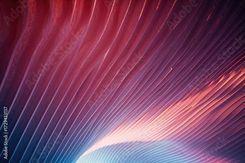 Close-up of a sleek, contoured ceiling featuring built-in lights and flowing shapes accentuated by soft illumination.