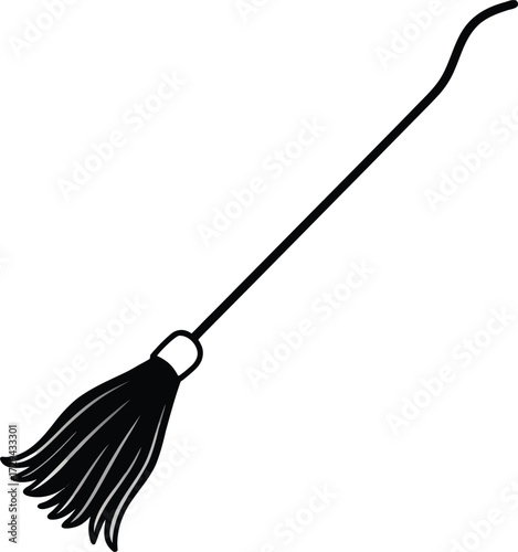 Purple Witch Broom Leaning with Straw Bristles