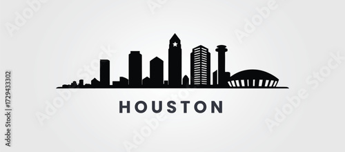 Houston Skyline Vector Illustration Featuring Iconic Buildings and Landmarks