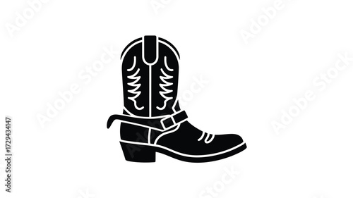 Classic cowboy boot silhouette with spur detail striking western style