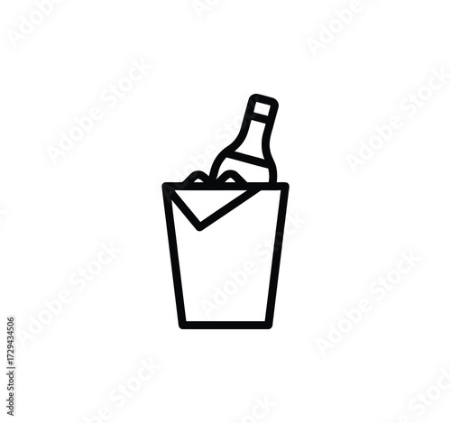 Drinks Line Icons Outline Set. logo, Juice Bottle, Chocolate Drink, Planter's Punch, Ice Bucket with Bottle, Last Word Cocktail, Sidecar Drink, Pomegranate Martini, Beer Mug, and More are Included in 