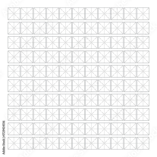 Workbook for writing hieroglyphs. Lined paper for printing. Geometric pattern for school. Realistic lined paper. Simulator for writing Chinese characters. Page of calligraphy exercises. Graph paper.