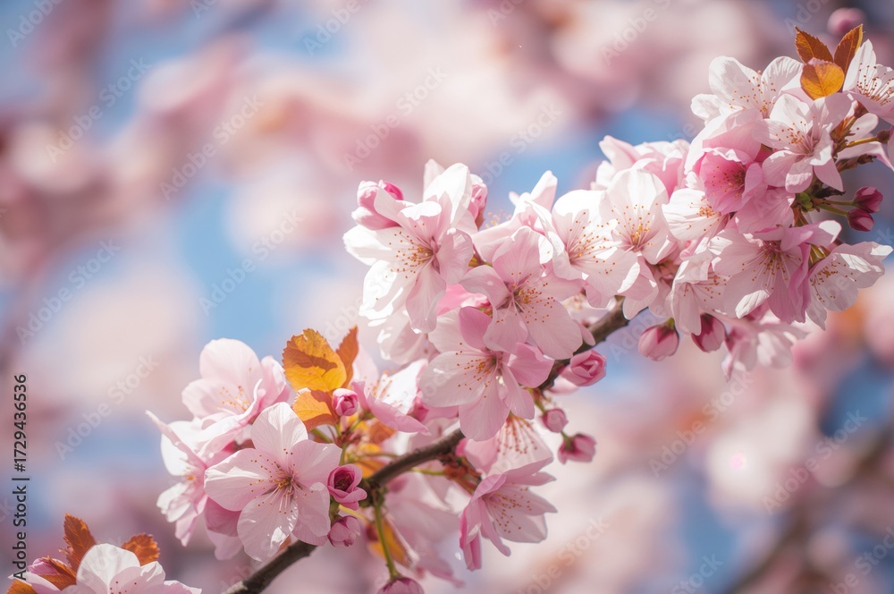 Obraz premium Abstract spring floral background featuring blossoming branches with selective focus