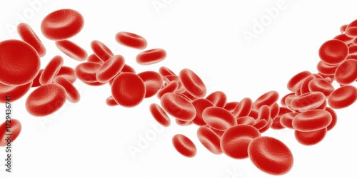Red Blood Cells Flowing in a Stream on a White Background erythrocyte biology