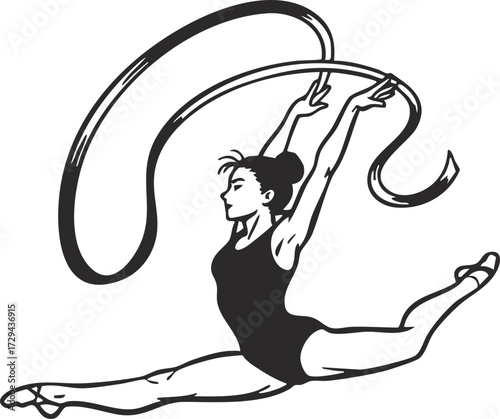 Gymnast Girl Silhouette in Dynamic Gymnastic Clipart Design