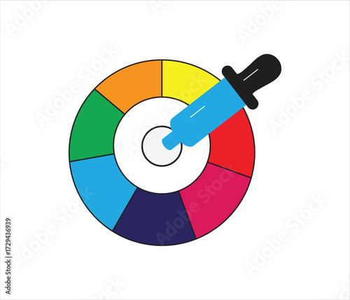 Color picker icon. A multi color circle with a color picker.
