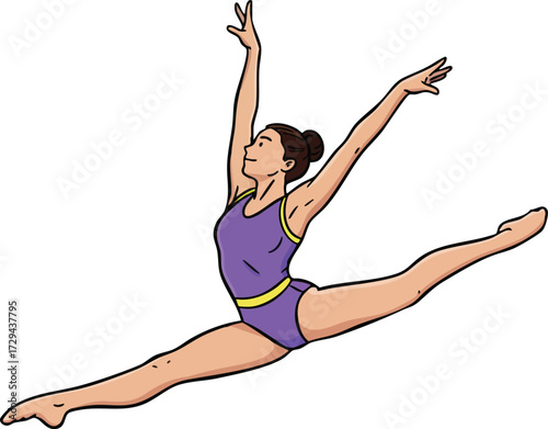 Gymnast Girl Silhouette in Dynamic Gymnastic Clipart Design