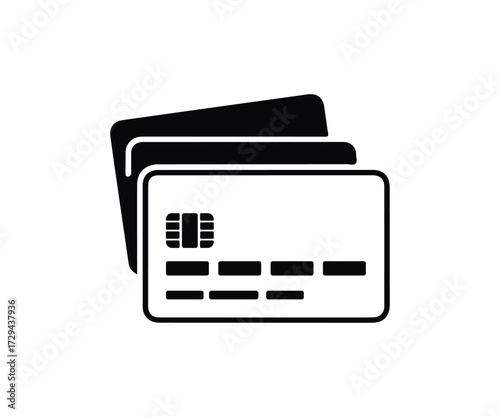 Credit cards with chip technology icon