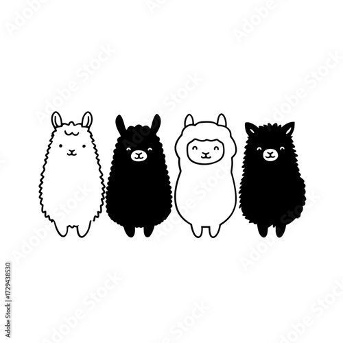 alpaca. alpaca simple black and white line art vector logo