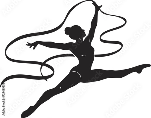 Gymnast Girl Silhouette in Dynamic Gymnastic Clipart Design