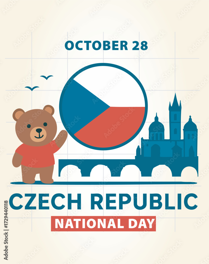 Naklejka premium October 28th The Czech Republic National Day Banner or Cover Template
