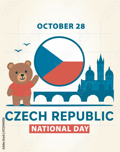 October 28th The Czech Republic National Day Banner or Cover Template