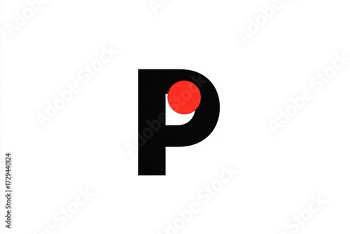 Free Download Bold Graphic Letter P with Red Dot in Minimal Geometric Designs AI generated - GFXLoad