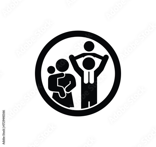 Icon Set for Parents and Families. Featured are vector illustrations of parents with children, family bonding, pregnancy, playing with children, reading together, spending time at home, family life, a