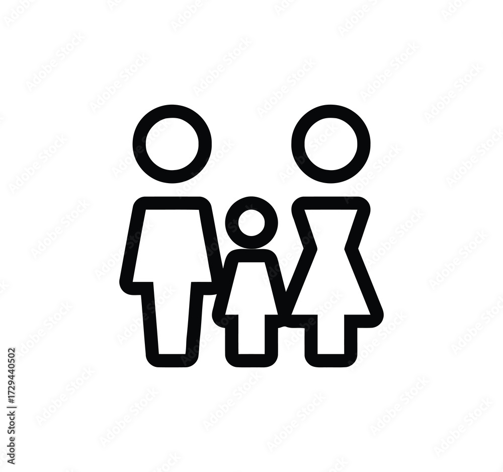 Fototapeta premium Icon Set for Parents and Families. Featured are vector illustrations of parents with children, family bonding, pregnancy, playing with children, reading together, spending time at home, family life, a