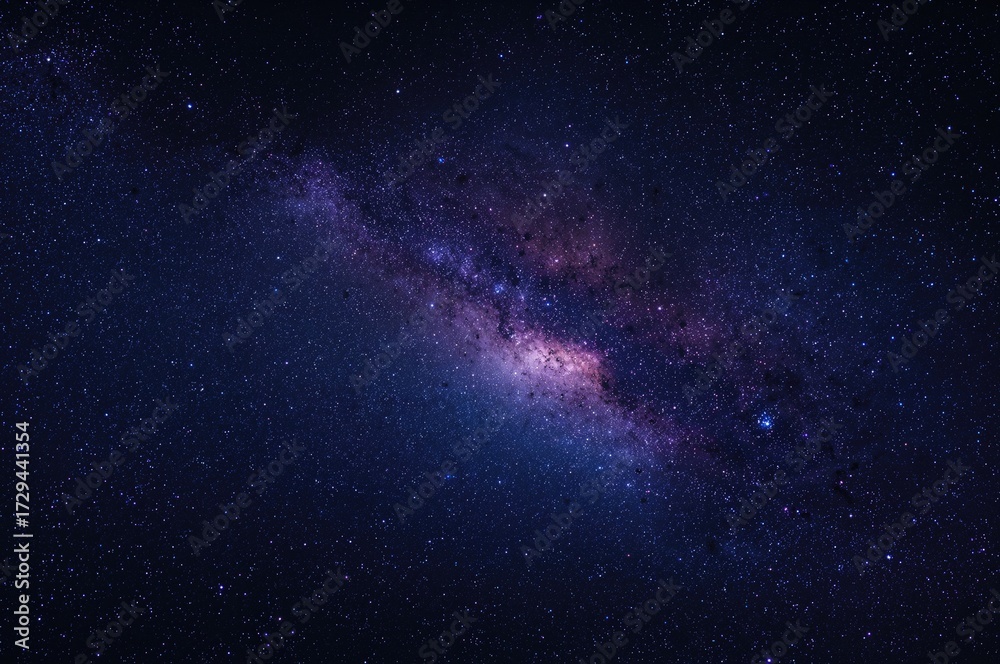 Fototapeta premium A stunning celestial scene featuring purple cosmos and galaxies against a midnight sky.