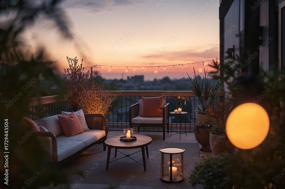 Fototapeta premium Nightfall on the patio of my residence