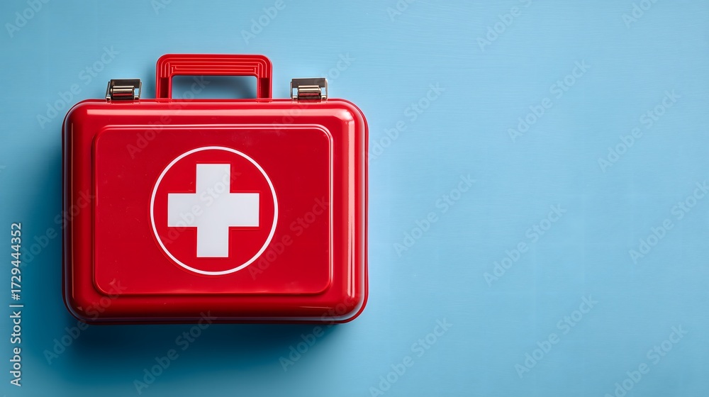 Obraz premium Emergency Medical Box with White Cross Symbol.Generative AI