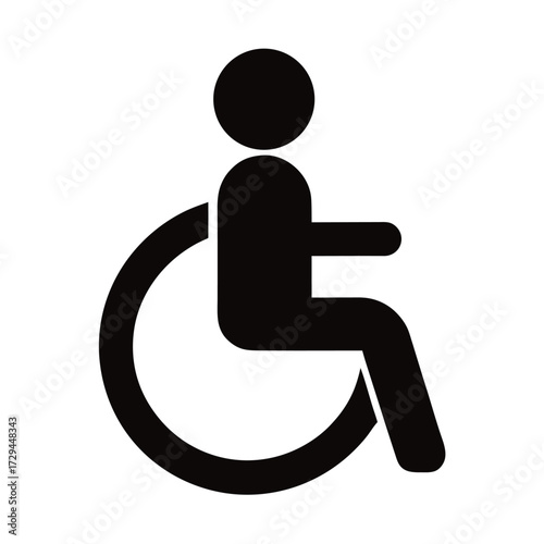 Black silhouette of a person in a wheelchair on a white background