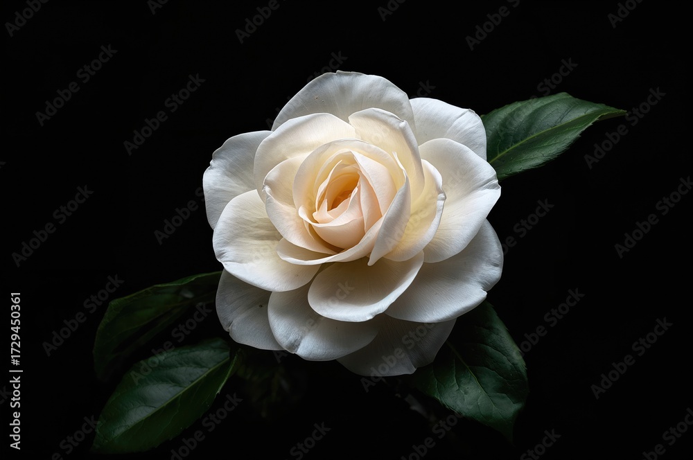 Fototapeta premium A solitary camellia blossom capturing full focus