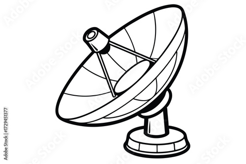 Satellite Dish Isolated on White Background, Communication Antenna