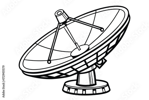 Satellite Dish vector, Communication Equipment with White Background