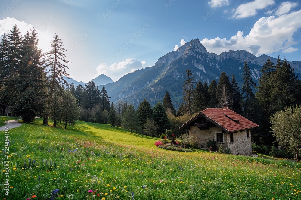 Fototapeta premium Stunning scenery of a mountain range in the Dolomites region