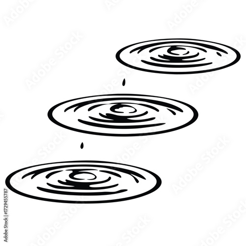 Abstract water ripple line drawing pattern with transparent background for graphic design
