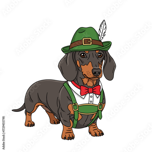 oktoberfest dachshund, bavarian dog, german festival dog, dachshund in costume, oktoberfest dog, bavarian dachshund, alpine hat dog, lederhosen dachshund, oktoberfest pet, german beer festival dog, cu
