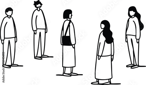 Hand drawn doodle style people set with simple line art illustrations for diverse concepts