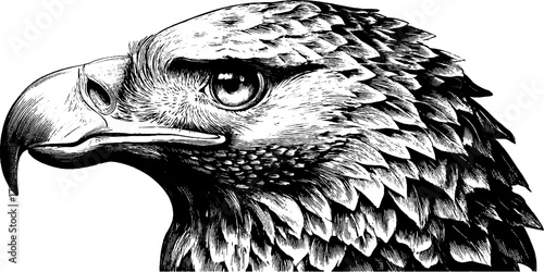 Vintage hand drawn griffin head profile engraving for retro design and decoration