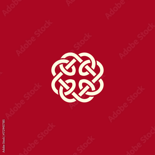Floral knot logo icon flat vector design