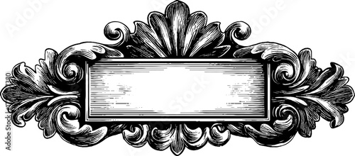 Victorian ornamental frame design – engraved rectangular bohemian style for vintage projects