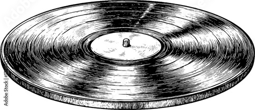 Vintage vinyl record engraving for retro music design