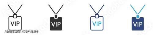  vip pass card icon set, vector illustration 