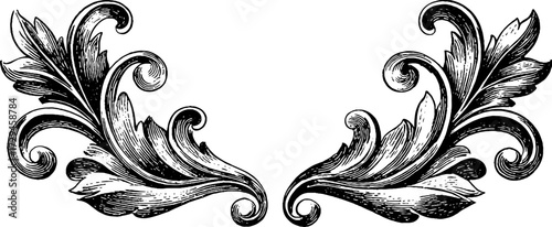 Art nouveau engraved swirl design for vintage decor and cards