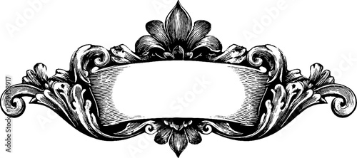 Baroque decorative frame design with ornate engravings for vintage labels or posters