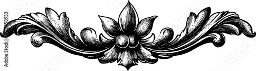 Intricate baroque floral ornament - vintage engraved design for decor and craft