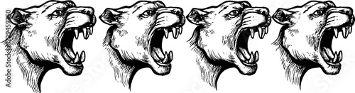 Vintage animal chimera heads illustration set for design and decoration