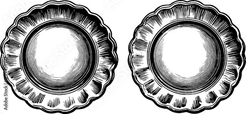 Vintage decorative plates engraving design for retro art and print projects